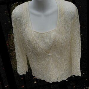 Alex Evenings Cream Ivory  2 piece  jacket tank wedding cocktail  small